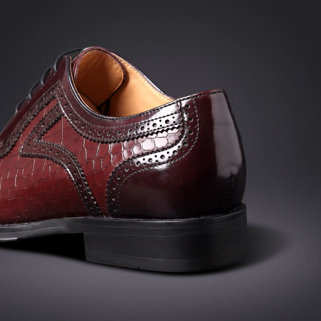 Chaussures Oxford Homme en Cuir effet Croco avec Détail Brogue