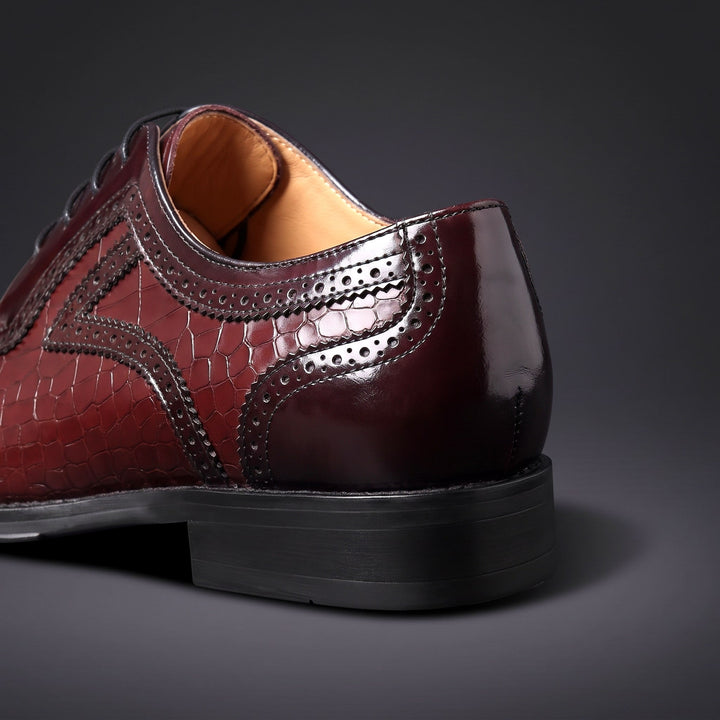 Chaussures Oxford Homme en Cuir effet Croco avec Détail Brogue