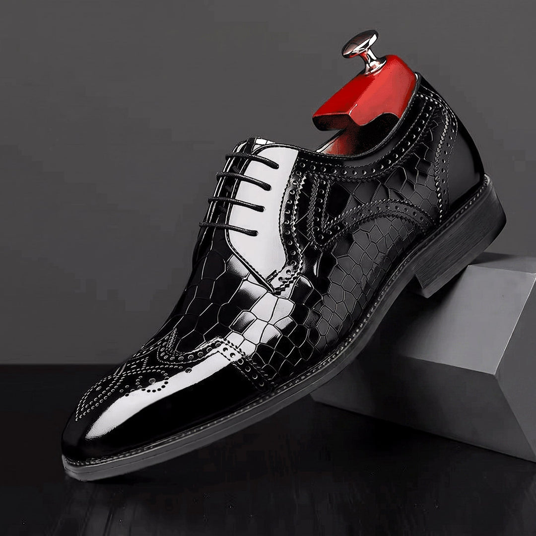 Chaussures Oxford Homme en Cuir effet Croco avec Détail Brogue