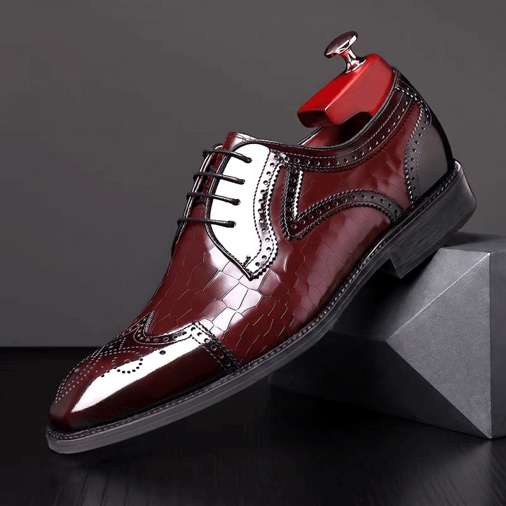 Chaussures Oxford Homme en Cuir effet Croco avec Détail Brogue