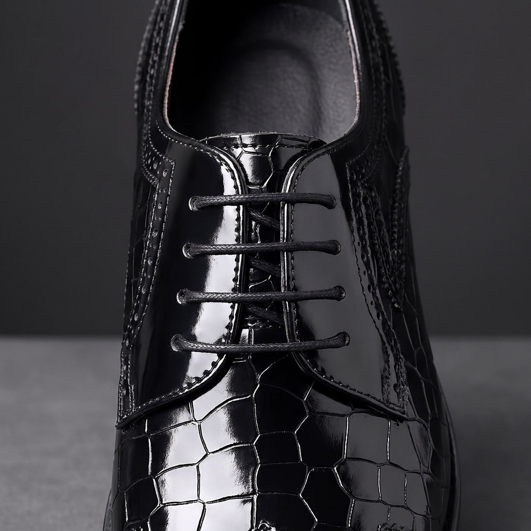 Chaussures Oxford Homme en Cuir effet Croco avec Détail Brogue