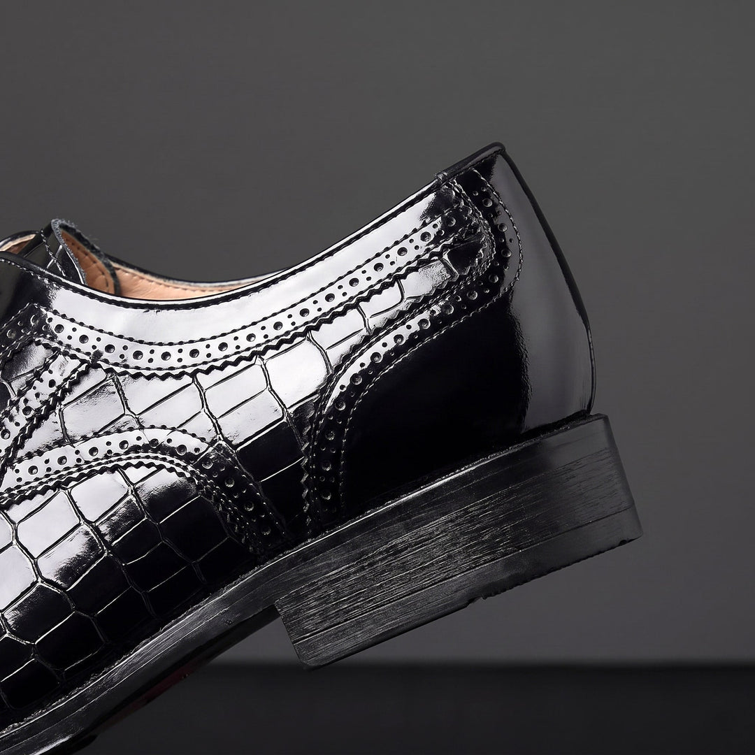 Chaussures Oxford Homme en Cuir effet Croco avec Détail Brogue