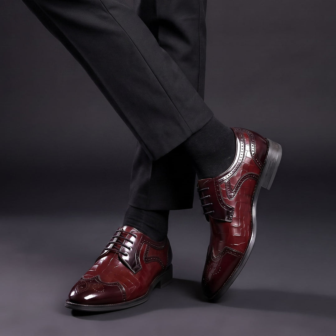 Chaussures Oxford Homme en Cuir effet Croco avec Détail Brogue