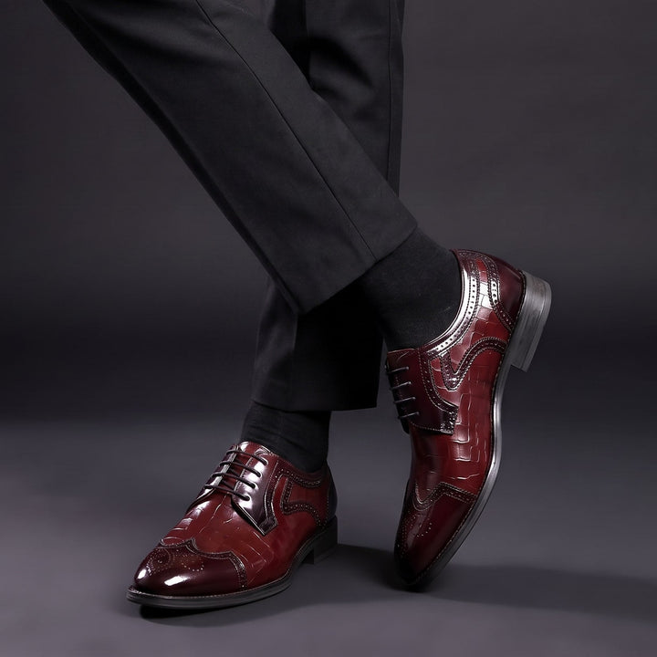 Chaussures Oxford Homme en Cuir effet Croco avec Détail Brogue