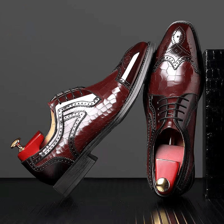Chaussures Oxford Homme en Cuir effet Croco avec Détail Brogue