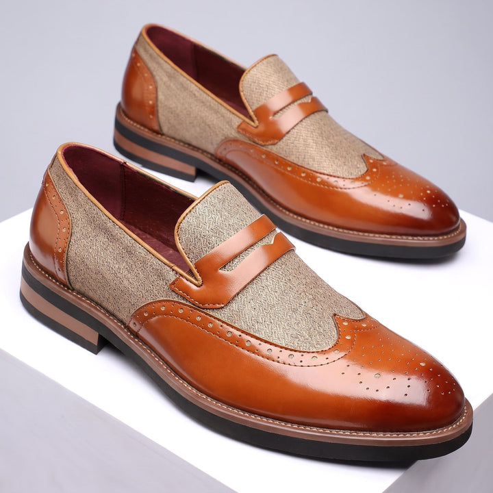Mocassins Homme en Cuir avec Détail Brogue et Design à Enfiler