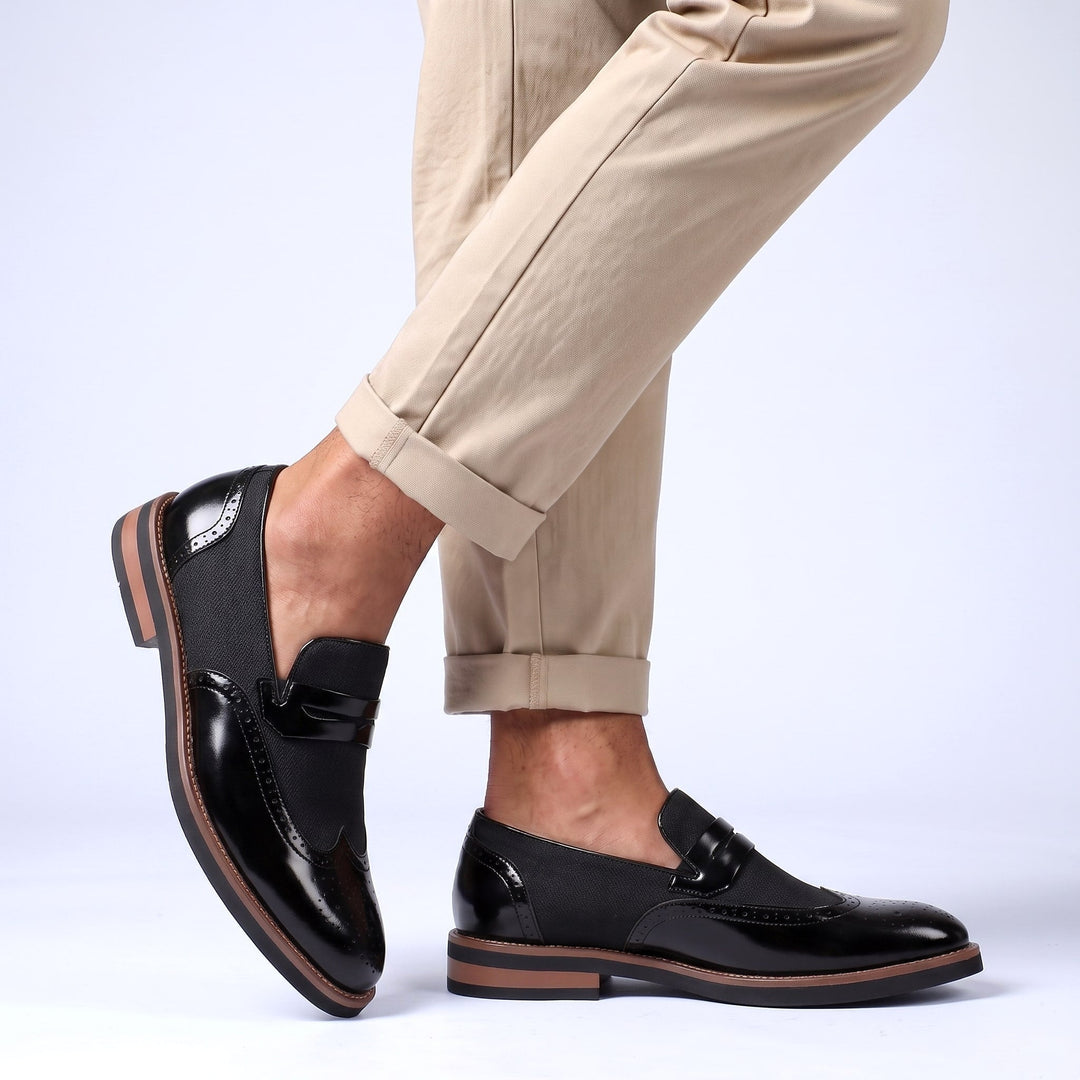 Mocassins Homme en Cuir avec Détail Brogue et Design à Enfiler