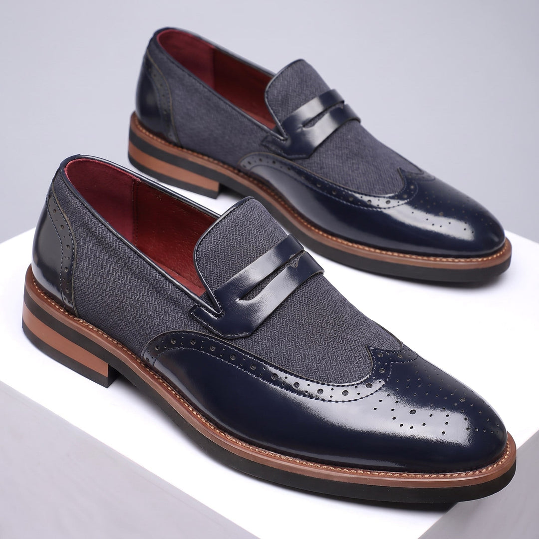 Mocassins Homme en Cuir avec Détail Brogue et Design à Enfiler