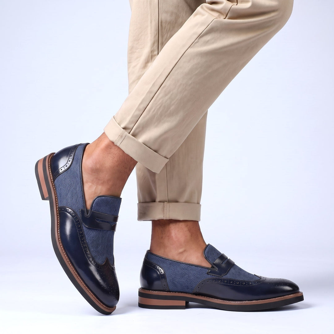 Mocassins Homme en Cuir avec Détail Brogue et Design à Enfiler