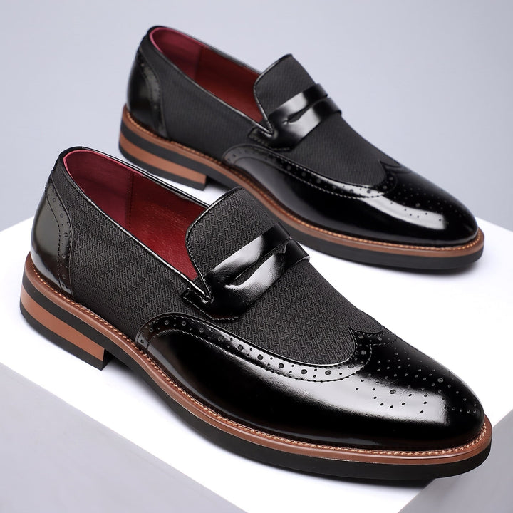 Mocassins Homme en Cuir avec Détail Brogue et Design à Enfiler