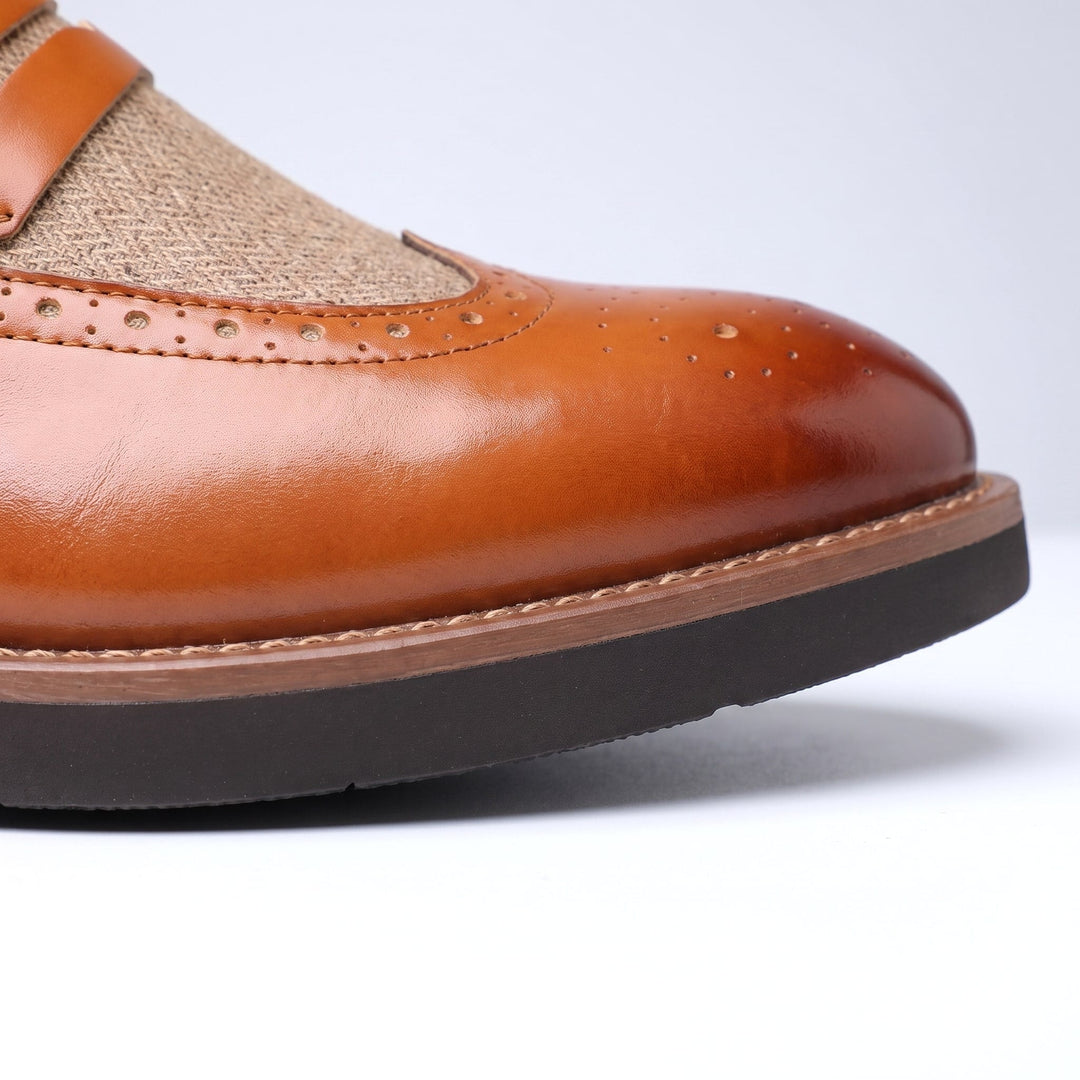 Mocassins Homme en Cuir avec Détail Brogue et Design à Enfiler