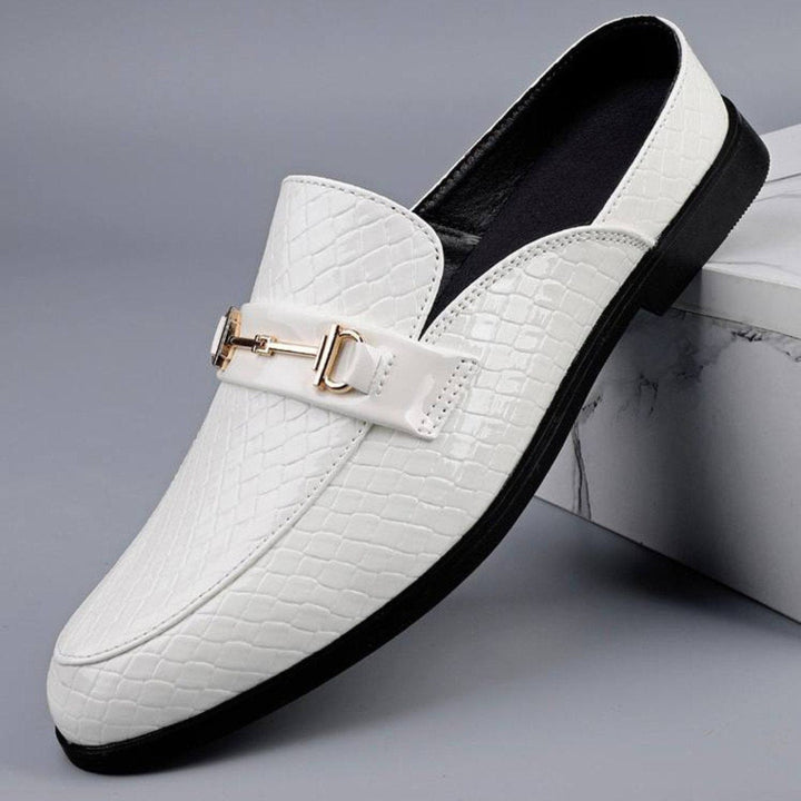 Mocassins Homme en Cuir effet Croco avec Mors Métallique à Enfiler