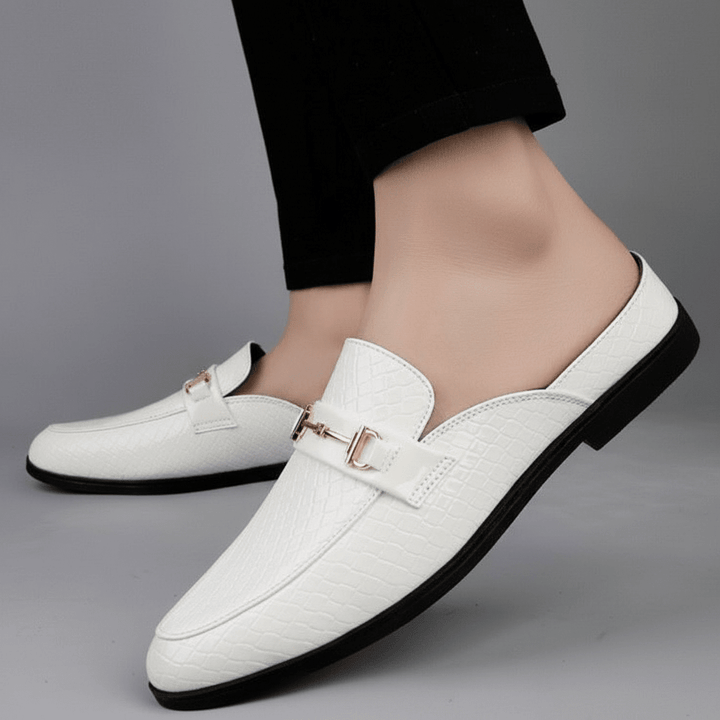 Mocassins Homme en Cuir effet Croco avec Mors Métallique à Enfiler