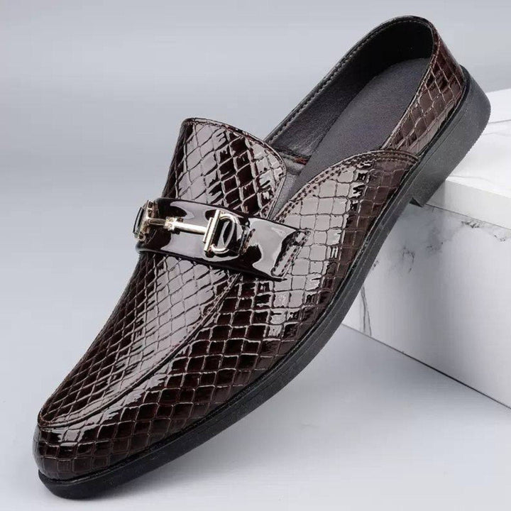 Mocassins Homme en Cuir effet Croco avec Mors Métallique à Enfiler