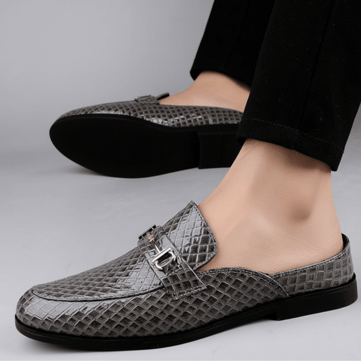 Mocassins Homme en Cuir effet Croco avec Mors Métallique à Enfiler