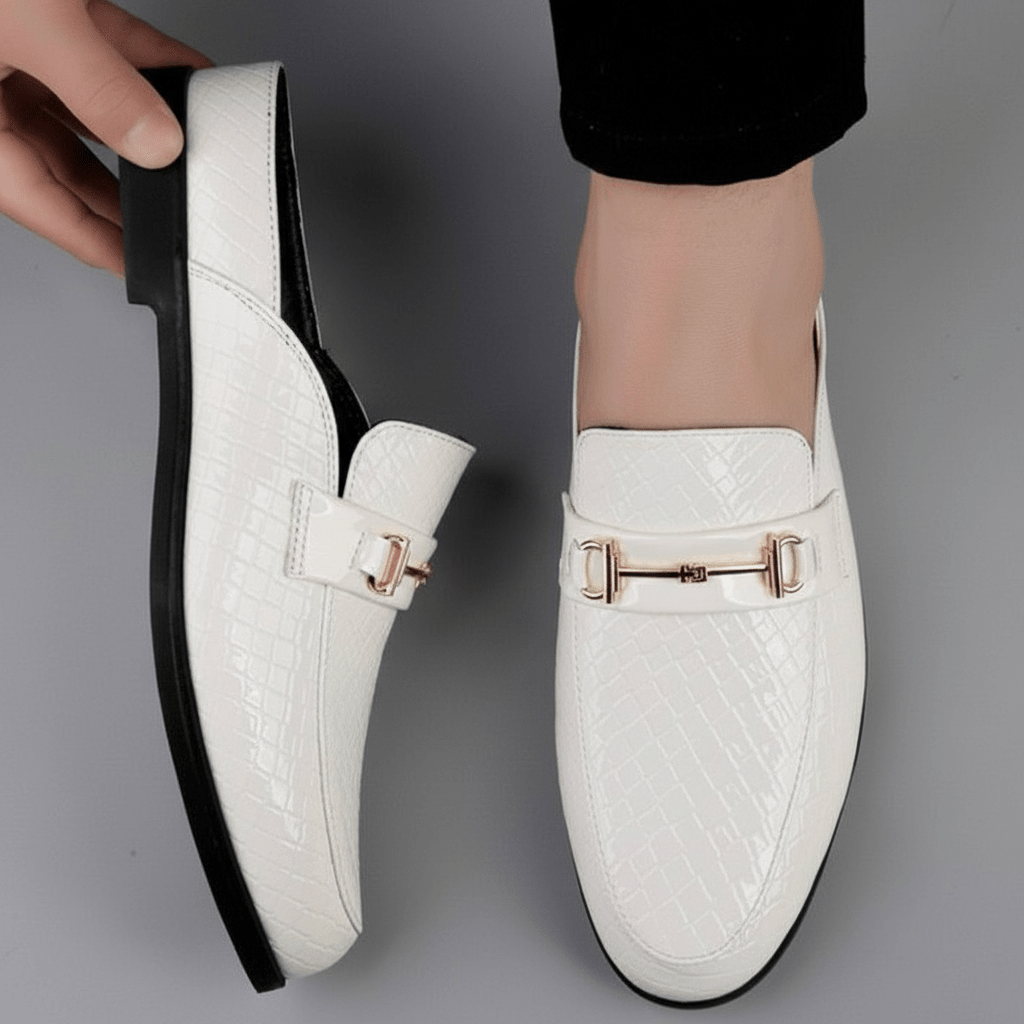 Mocassins Homme en Cuir effet Croco avec Mors Métallique à Enfiler