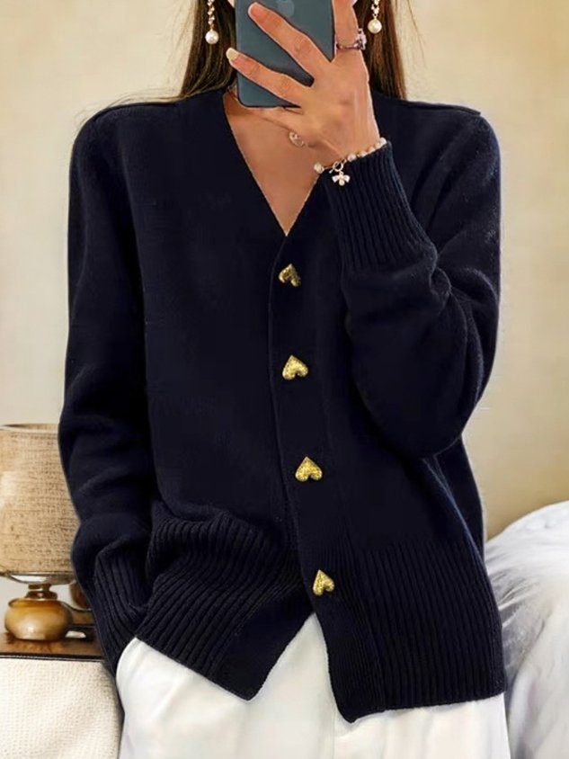 Cardigan Femme Épais en Maille Col V