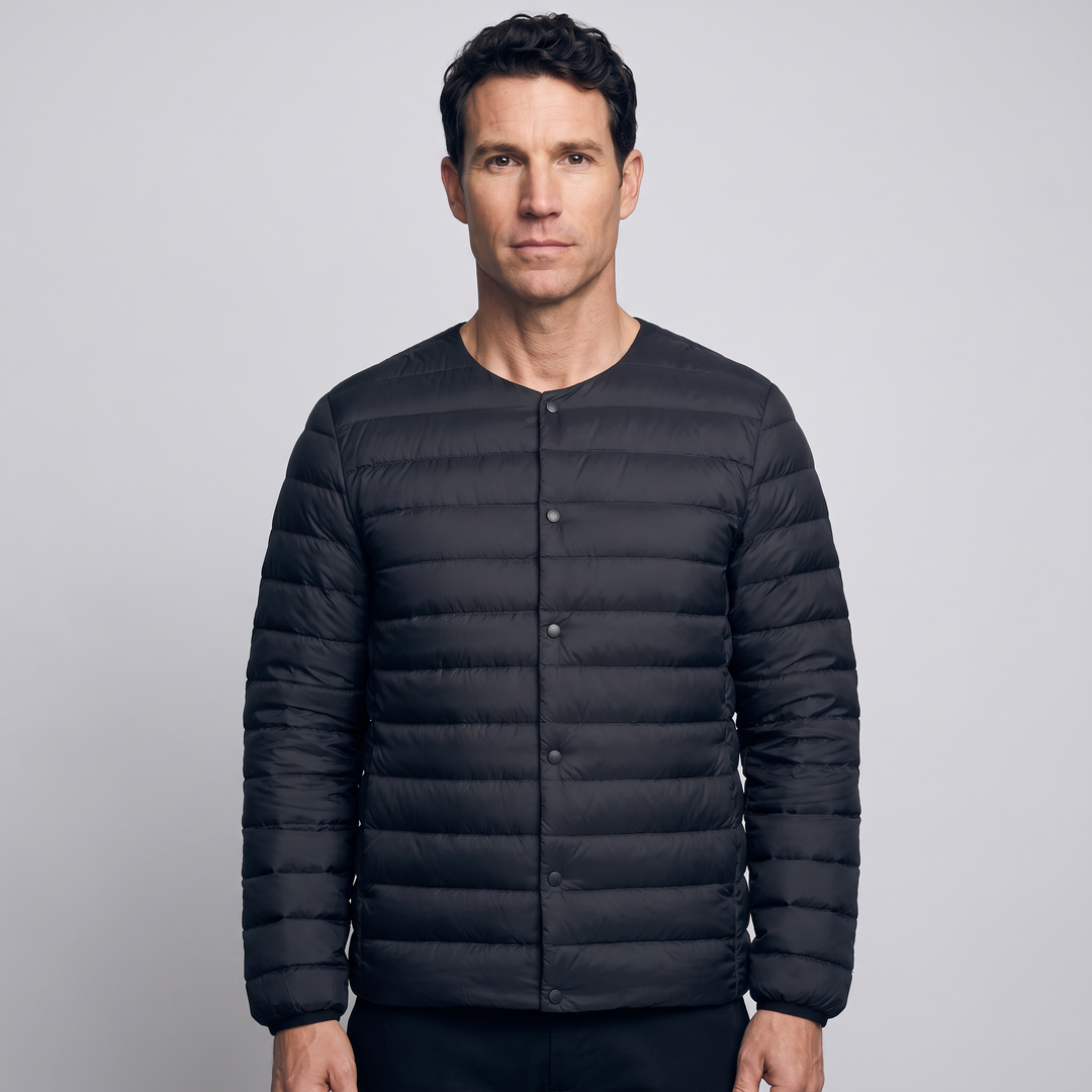 Doudoune Légère Homme Col Convertible Boutons Pression