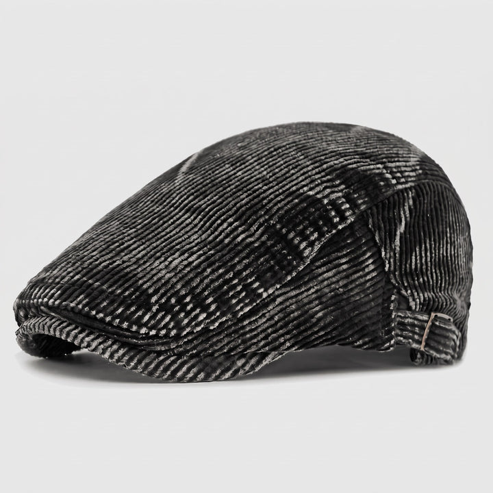 Casquette Plate Homme en Velours Côtelé avec Sangle Ajustable et Visière Courte