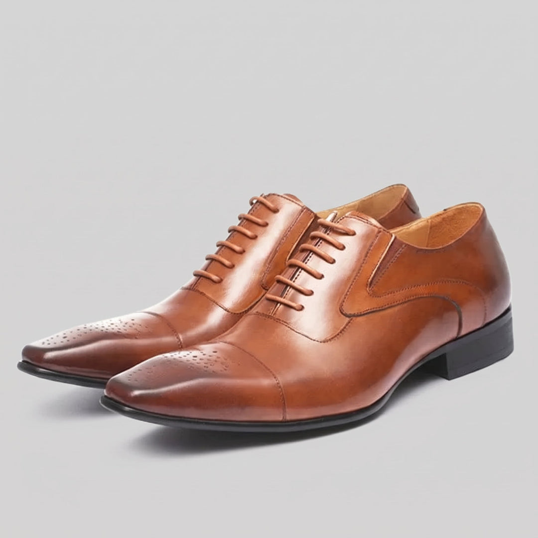 Chaussures de Ville Homme en Cuir avec Bout Droit et Lacets
