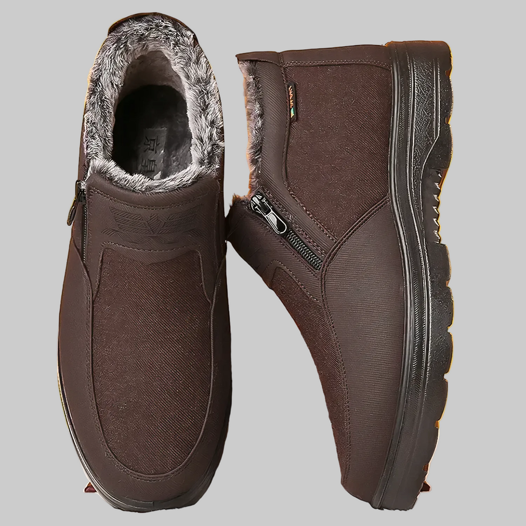 Chaussures d'Hiver Homme en Cuir Imperméables avec Doublure Chaude et Semelle Antidérapante