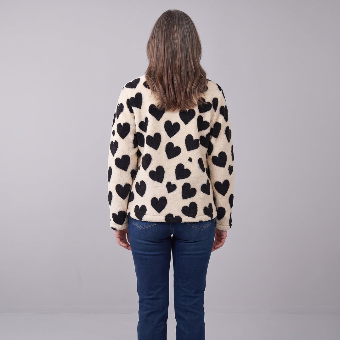 Veste Polaire Femme Réversible Motif Coeur Zippée