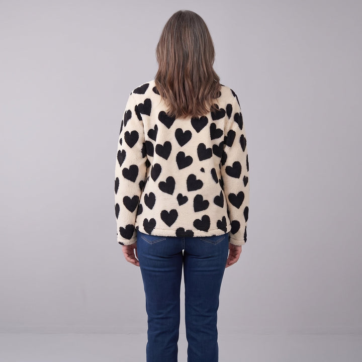 Veste Polaire Femme Réversible Motif Coeur Zippée