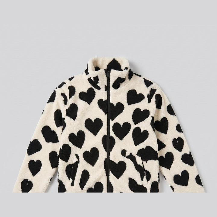 Veste Polaire Femme Réversible Motif Coeur Zippée