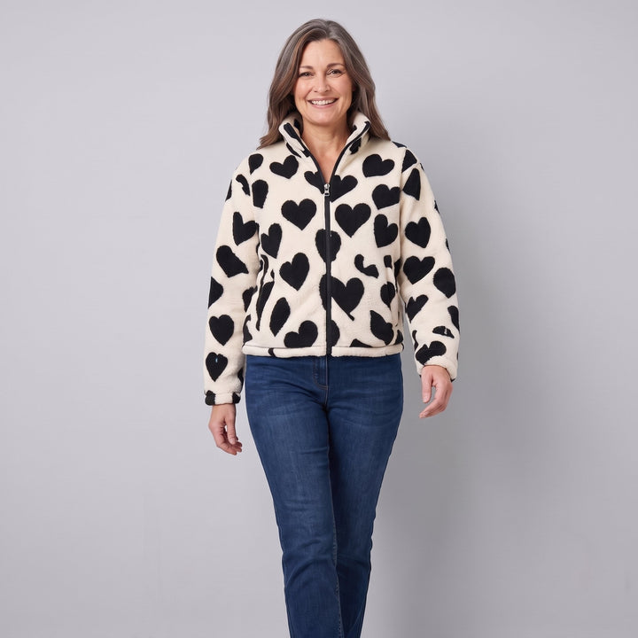 Veste Polaire Femme Réversible Motif Coeur Zippée