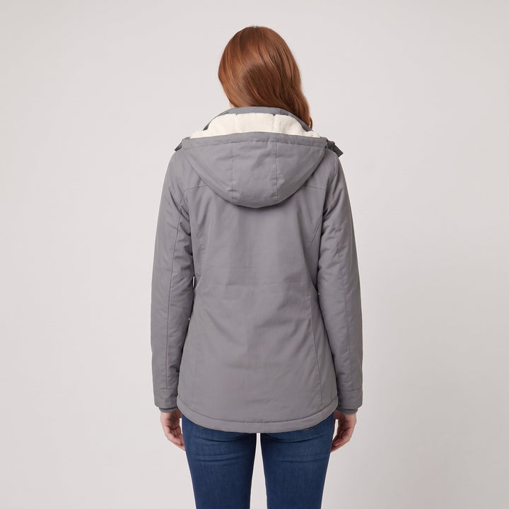 Veste d'Hiver Femme Imperméable Coupe-Vent à Capuche Doublure Polaire