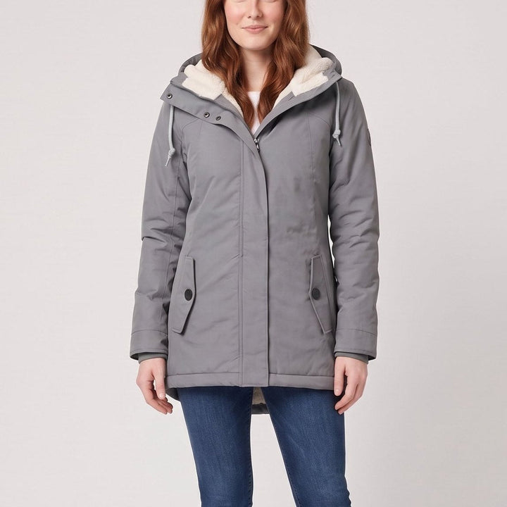 Veste d'Hiver Femme Imperméable Coupe-Vent à Capuche Doublure Polaire