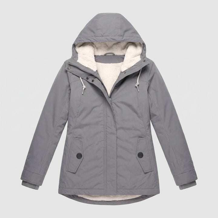 Veste d'Hiver Femme Imperméable Coupe-Vent à Capuche Doublure Polaire