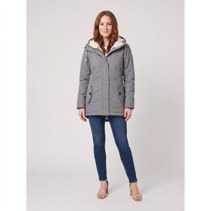 Veste d'Hiver Femme Imperméable Coupe-Vent à Capuche Doublure Polaire