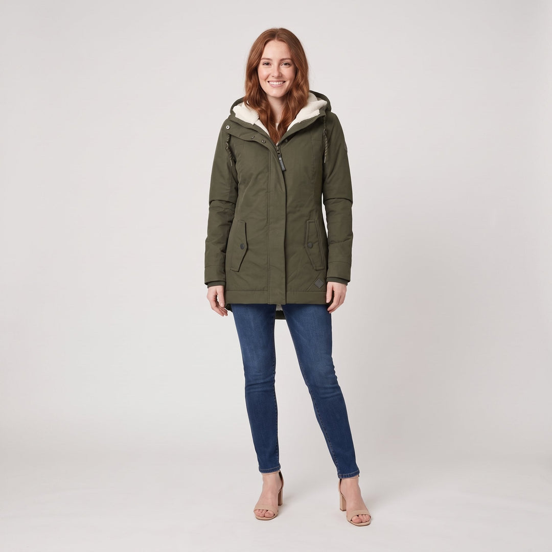 Veste d'Hiver Femme Imperméable Coupe-Vent à Capuche Doublure Polaire