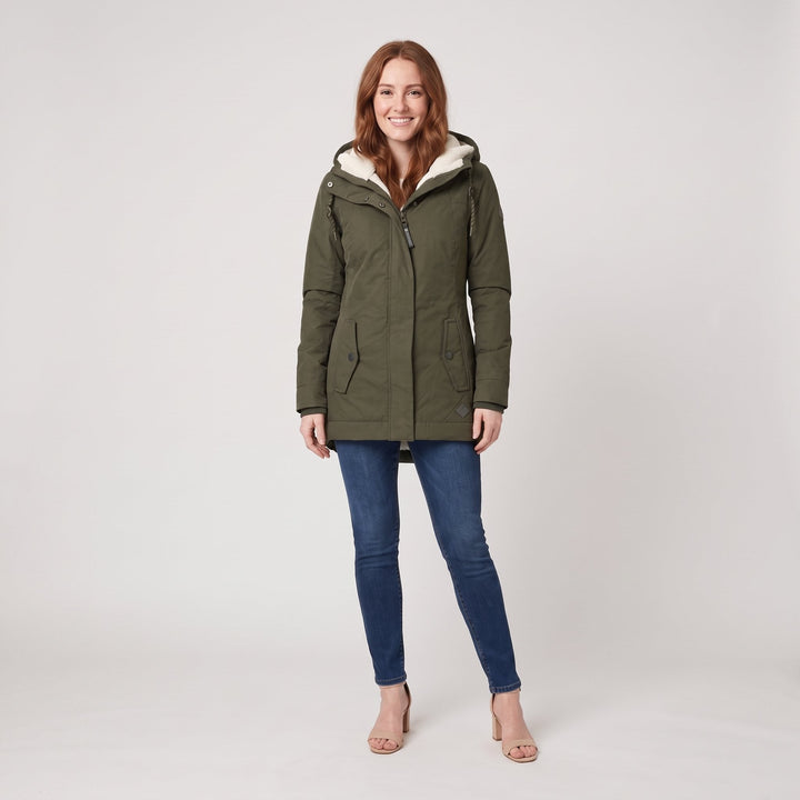 Veste d'Hiver Femme Imperméable Coupe-Vent à Capuche Doublure Polaire