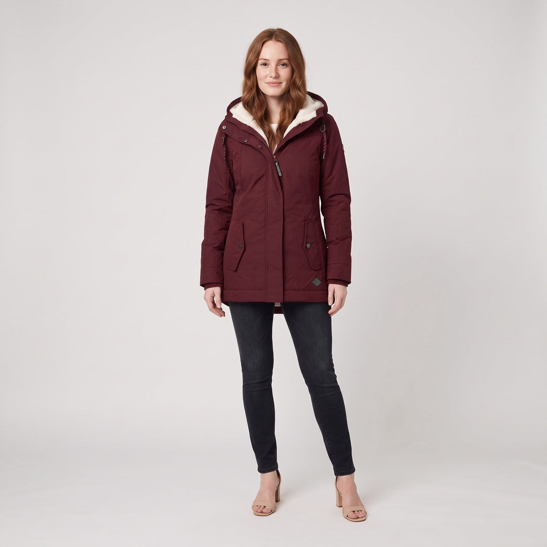 Veste d'Hiver Femme Imperméable Coupe-Vent à Capuche Doublure Polaire