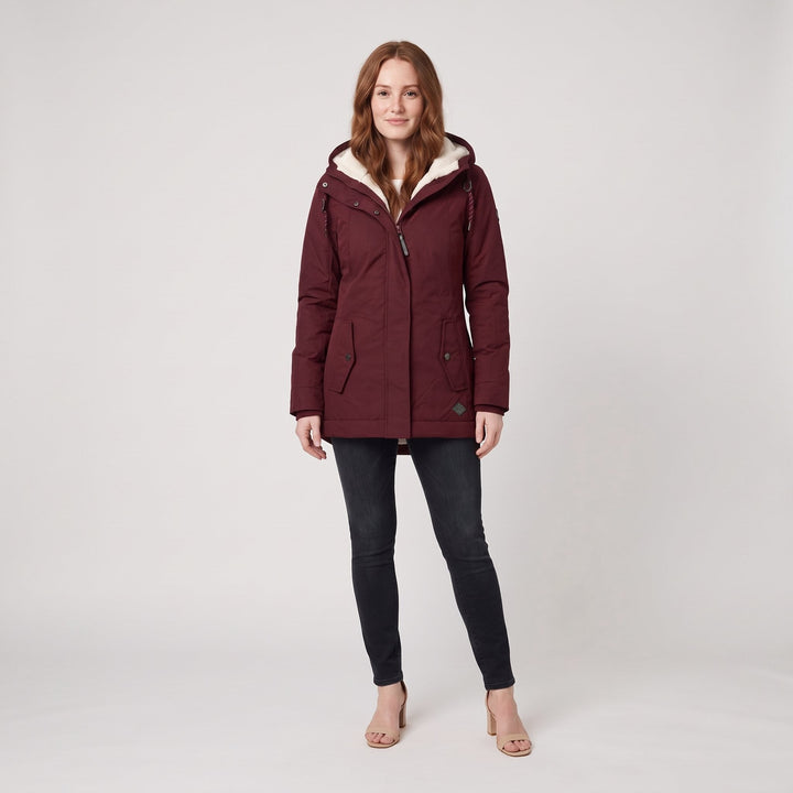 Veste d'Hiver Femme Imperméable Coupe-Vent à Capuche Doublure Polaire
