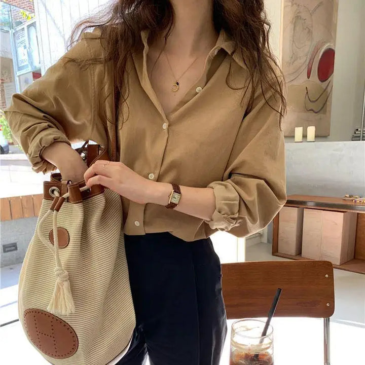 Camille | Blouse à manches longues et boutons pour femmes