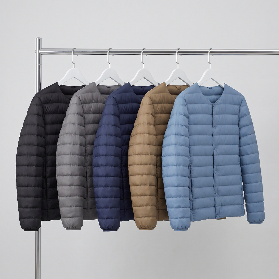 Doudoune Légère Homme Col Convertible Boutons Pression