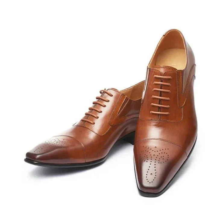 Chaussures de Ville Homme en Cuir avec Bout Droit et Lacets