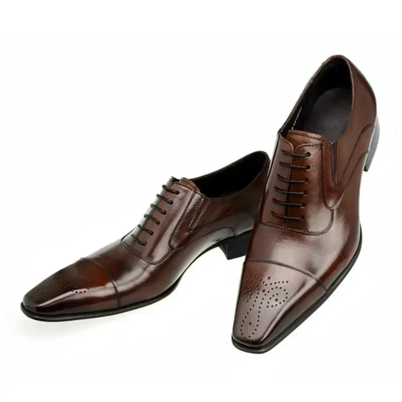 Chaussures de Ville Homme en Cuir avec Bout Droit et Lacets