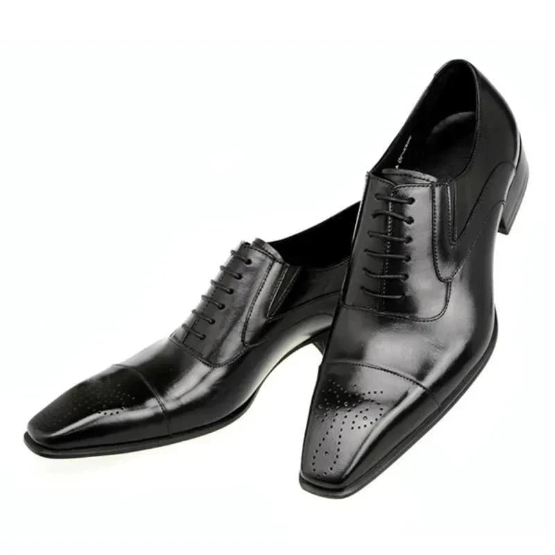 Chaussures de Ville Homme en Cuir avec Bout Droit et Lacets