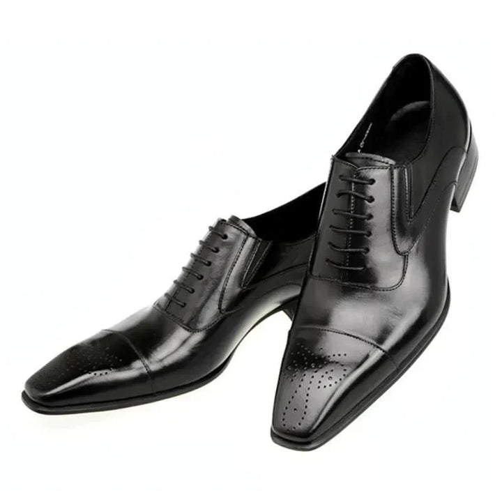 Chaussures de Ville Homme en Cuir avec Bout Droit et Lacets