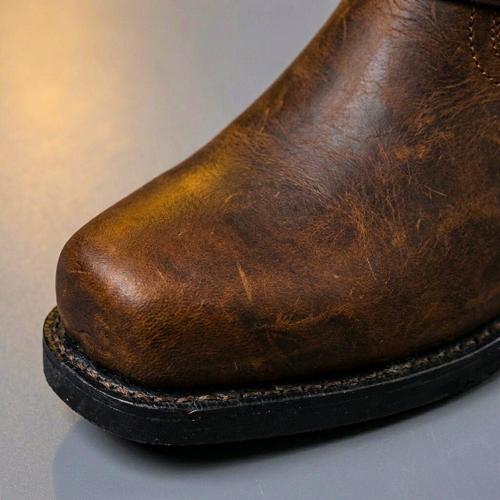 Bottes Western Homme Montantes à Boucle Bout Rond