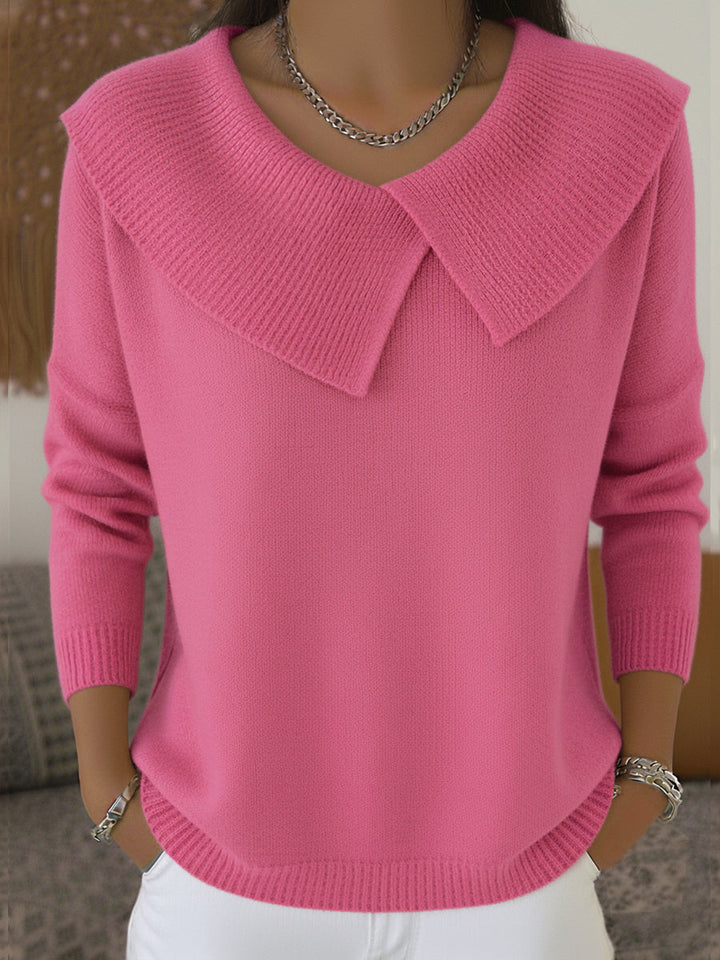 Pull Femme en Maille avec Col Large