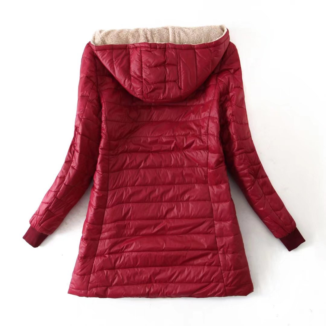 Parka d'Hiver Femme Matelassé à Capuche Doublure Sherpa