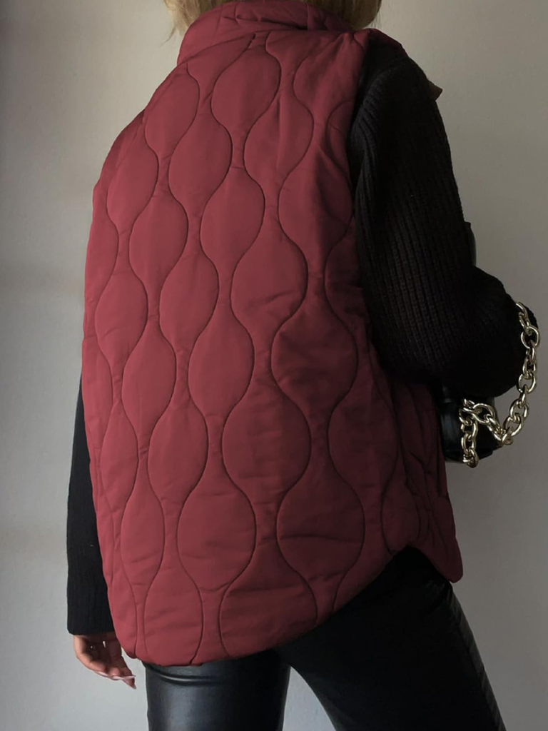 Gilet Matelassé Femme Col Montant Zippé Pressions