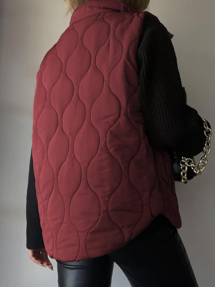 Gilet Matelassé Femme Col Montant Zippé Pressions