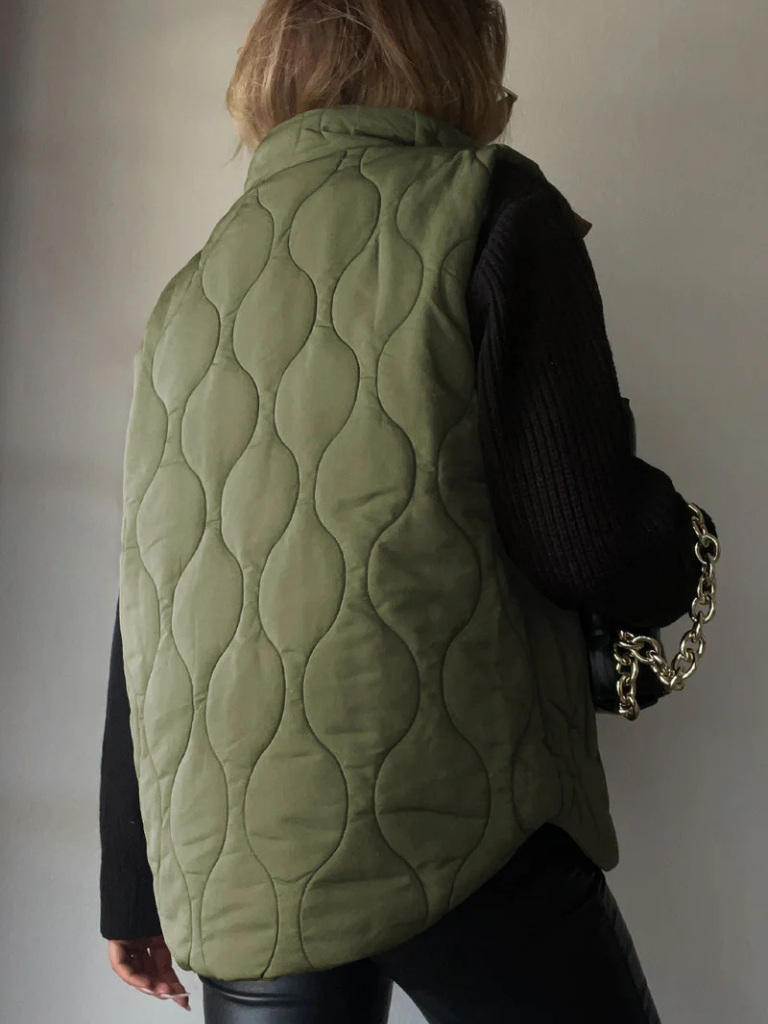 Gilet Matelassé Femme Col Montant Zippé Pressions