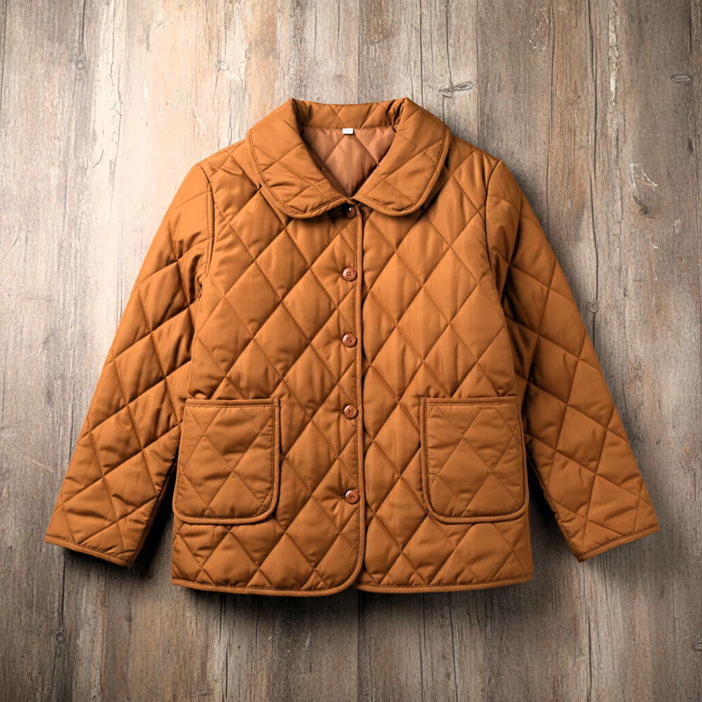 Veste Matelassée Femme Col Rabattu Boutonnée Poches Plaquées